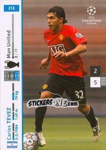 Sticker Carlos Tevez - UEFA Champions League 2007-2008. Trading Cards Game n. 213 - Panini