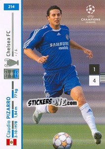 Sticker Claudio Pizarro - UEFA Champions League 2007-2008. Trading Cards Game n. 214 - Panini