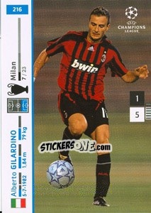 Sticker Alberto Gilardino - UEFA Champions League 2007-2008. Trading Cards Game n. 216 - Panini