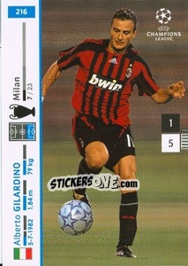 Sticker Alberto Gilardino - UEFA Champions League 2007-2008. Trading Cards Game - Panini