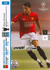 Sticker Cristiano Ronaldo - UEFA Champions League 2007-2008. Trading Cards Game n. 236 - Panini