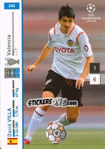 Sticker David Villa - UEFA Champions League 2007-2008. Trading Cards Game - Panini