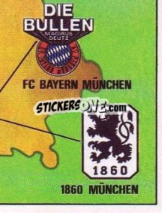 Sticker Landkarte Vereine 1. Liga - German Football Bundesliga 1980-1981 - Panini