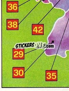 Sticker Landkarte Vereine 2. Liga - German Football Bundesliga 1980-1981 - Panini