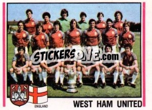 Cromo West Ham United Mannschaft - German Football Bundesliga 1980-1981 - Panini