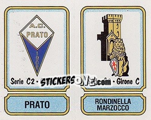 Sticker Scudetto Prato / Rondinella Marzocco - Calciatori 1981-1982 n. 555 - Panini