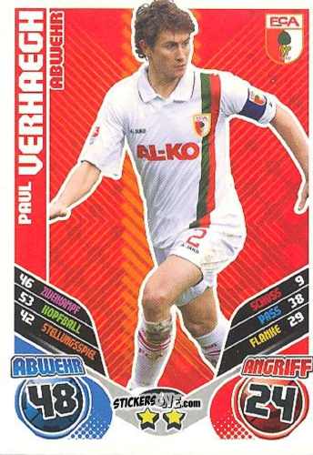 Figurina Paul Verhaegh - German Football Bundesliga 2011-2012. Match Attax Extra n. 2 - Topps
