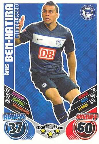 Figurina Anis Ben-Hatira - German Football Bundesliga 2011-2012. Match Attax Extra n. 4 - Topps