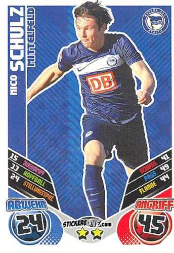 Figurina Nico Schulz - German Football Bundesliga 2011-2012. Match Attax Extra n. 5 - Topps