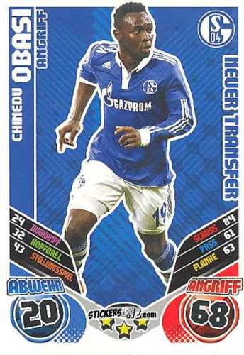 Cromo Chinedu Obasi - German Football Bundesliga 2011-2012. Match Attax Extra n. 48 - Topps