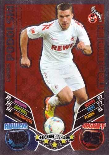 Cromo Lukas Podolski - German Football Bundesliga 2011-2012. Match Attax Extra n. 64 - Topps