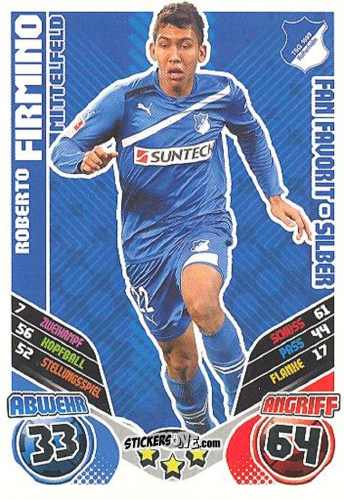 Cromo Roberto Firmino - German Football Bundesliga 2011-2012. Match Attax Extra n. 80 - Topps