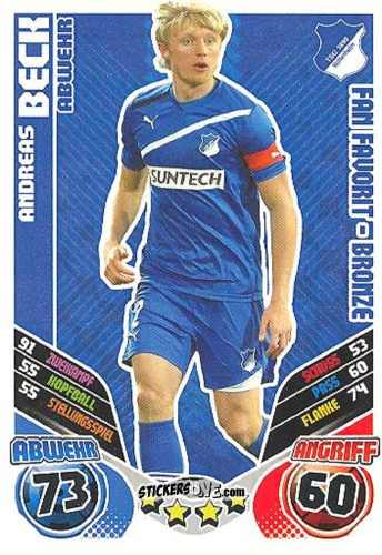Cromo Andreas Beck - German Football Bundesliga 2011-2012. Match Attax Extra n. 98 - Topps