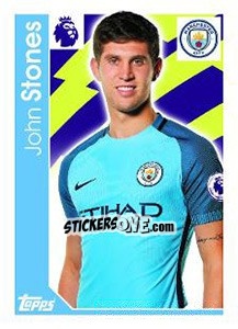 Sticker John Stones - Premier League Inglese 2016-2017 n. 157 - Topps