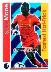 Sticker Sadio Mane -  Fastest Hat-Trick - Premier League Inglese 2016-2017 n. 179 - Topps
