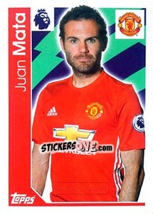 Sticker Juan Mata - Premier League Inglese 2016-2017 n. 196 - Topps