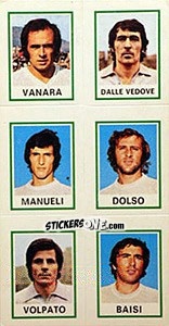 Sticker Vanara / Dalle Vedove / Manueli / Dolso / Volpato / Baisi - Calciatori 1974-1975 n. 542 - Panini
