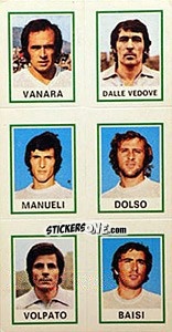 Cromo Vanara / Dalle Vedove / Manueli / Dolso / Volpato / Baisi - Calciatori 1974-1975 - Panini