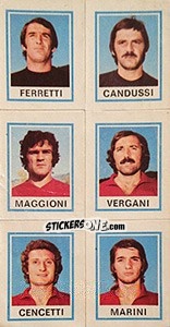 Figurina Ferretti / Candussi / Maggioni / Vergani / Cencetti / Marini - Calciatori 1974-1975 - Panini