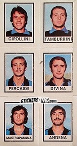 Sticker Cipollini / Tamburrini / Percassi / Divina / Mastropasqua / Andena - Calciatori 1974-1975 n. 547 - Panini