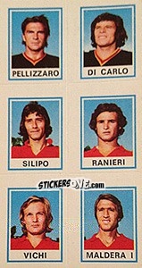 Sticker Pellizzaro / Di Carlo / Silipo / Ranieri / Vichi / Maldera - Calciatori 1974-1975 n. 559 - Panini
