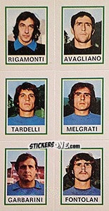 Sticker Rigamonti / Avagliano / Tardelli / Melgrati / Garbarini / Fontolan - Calciatori 1974-1975 n. 562 - Panini
