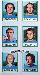 Sticker Correnti / Scanziani / Giavardi / Pozzato / Lombardi / Cappelini - Calciatori 1974-1975 n. 563 - Panini