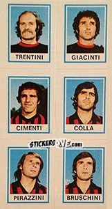 Sticker Trentini / Giacinti / Cimenti / Colla / Pirazzini / Bruschini - Calciatori 1974-1975 n. 565 - Panini