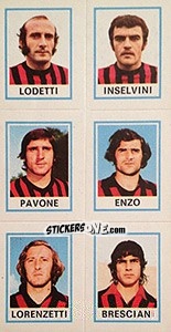 Sticker Lodetti / Inselvini / Pavone / Enzo / Lorenzetti / Bresciani - Calciatori 1974-1975 n. 566 - Panini