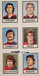 Sticker Girardi / Lonardi / Rossetti / Mosti / Della Bianchina / Rosato - Calciatori 1974-1975 - Panini