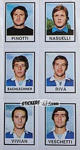 Sticker Pinotti / Nasuelli / Bachlechner / Riva / Vivian / Veschetti - Calciatori 1974-1975 n. 571 - Panini