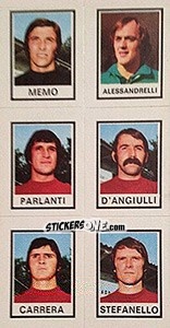 Sticker Memo / Alessandrelli / Parlanti / D'Angiulli / Carrera / Stefanello - Calciatori 1974-1975 n. 586 - Panini
