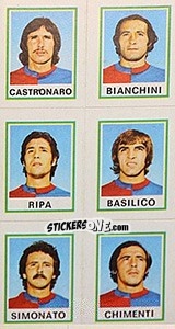 Sticker Castronaro / Bianchini / Ripa / Basilico / Simonato / Chimenti - Calciatori 1974-1975 n. 590 - Panini