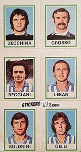 Sticker Zecchina / Grosso / Reggiani / Leban / Boldrini / Gelli - Calciatori 1974-1975 n. 592 - Panini