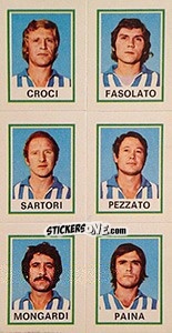 Sticker Croci / Fasolato / Sartori / Pezzato / Mongardi / Paina - Calciatori 1974-1975 n. 593 - Panini