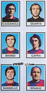 Sticker Gazzaniga / Quarta / Biondi / Capra / Nardello / Spanio - Calciatori 1974-1975 - Panini
