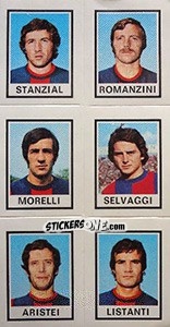 Sticker Stanzial / Romanzini / Morelli / Selvaggi / Aristei / Listanti - Calciatori 1974-1975 - Panini