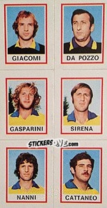 Figurina Giacomi / Da Pozzo / Gasparini / Sirena / Nanni / Cattaneo - Calciatori 1974-1975 - Panini