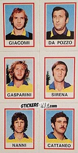 Sticker Giacomi / Da Pozzo / Gasparini / Sirena / Nanni / Cattaneo - Calciatori 1974-1975 n. 598 - Panini
