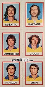 Sticker Busatta / Mazzanti / Domenghini / Zigoni / Franzot / Luppi - Calciatori 1974-1975 n. 599 - Panini