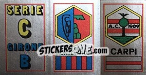 Sticker Scudetto Serie C Girone B / Aquila Montevarchi / Carpi - Calciatori 1974-1975 - Panini