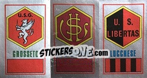 Sticker Scudetto Grosseto / Livorno / Lucchese - Calciatori 1974-1975 - Panini