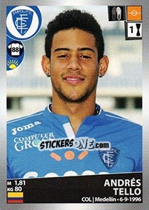Sticker Andrés Tello - Calciatori 2016-2017 n. 159 - Panini