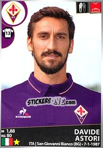 Cromo Davide Astori - Calciatori 2016-2017 - Panini