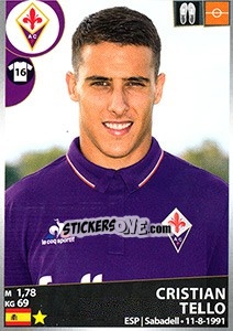 Sticker Cristian Tello - Calciatori 2016-2017 n. 189 - Panini