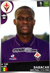 Sticker Babacar - Calciatori 2016-2017 - Panini