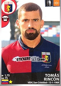 Sticker Tomás Rincón - Calciatori 2016-2017 n. 212 - Panini