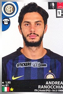 Sticker Andrea Ranocchia - Calciatori 2016-2017 n. 231 - Panini