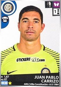 Sticker Juan Pablo Carrizo - Calciatori 2016-2017 - Panini