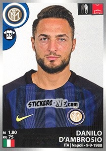 Cromo Danilo D'Ambrosio - Calciatori 2016-2017 - Panini